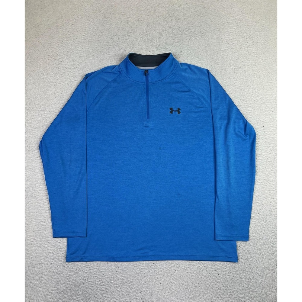 Under Armour Mens Large Blue HeatGear 1/4 Zip Pullover Loose Fit 1242220